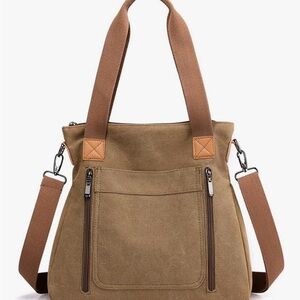 Stylish Tan Canvas Tote Bag